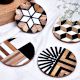 Handmade Black and Brown Round Resin Set of 4 Decorative Table Coasters